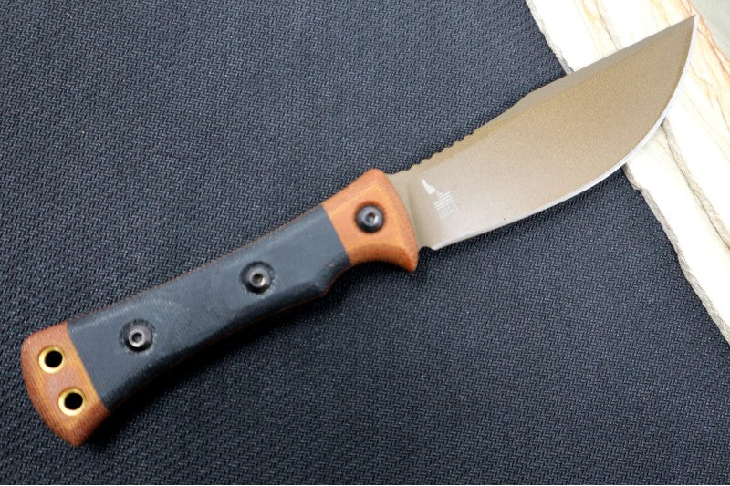 Tops Woodcraft - 1095 Steel / Tan & Black Micarta Handle / Kydex Sheath WC-01 - Northwest Knives