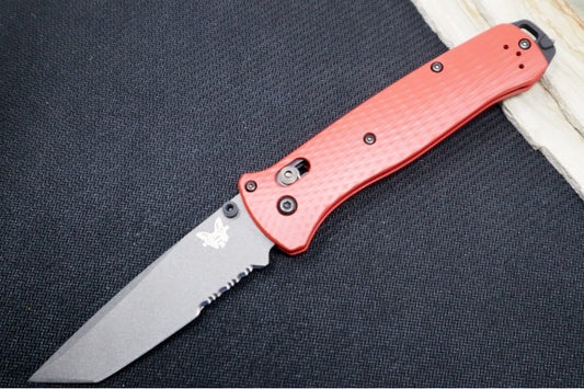 Benchmade 537SGY-1 Bailout Custom - Fire Red Cerakote Aluminum Handle / M4 Steel / Tanto Partial Serrated Blade