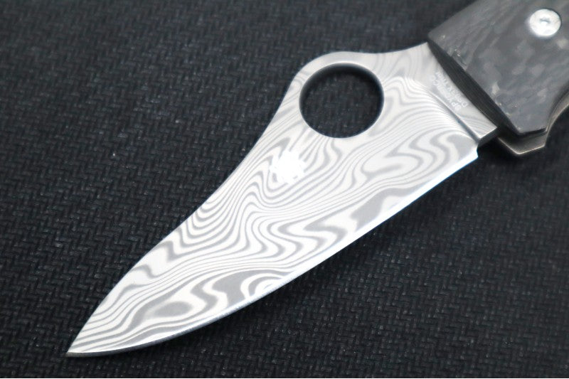 Spyderco SpyOpera SPRINT RUN - Black Carbon Fiber Handle / Sheepsfoot Blade / Damasteel C255CFPD