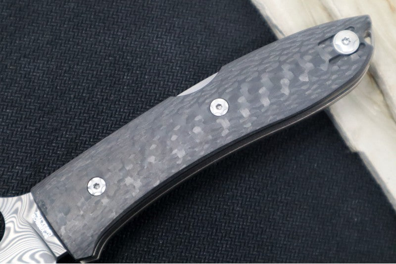 Spyderco SpyOpera SPRINT RUN - Black Carbon Fiber Handle / Sheepsfoot Blade / Damasteel C255CFPD