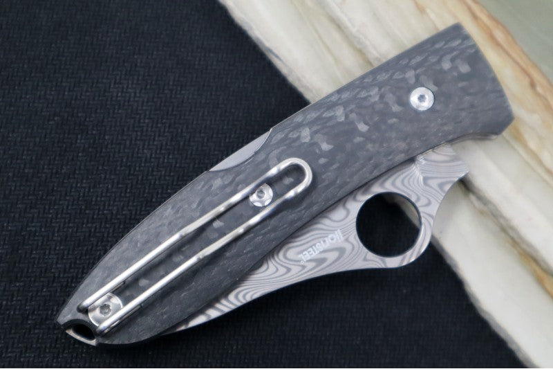 Spyderco SpyOpera SPRINT RUN - Black Carbon Fiber Handle / Sheepsfoot Blade / Damasteel C255CFPD