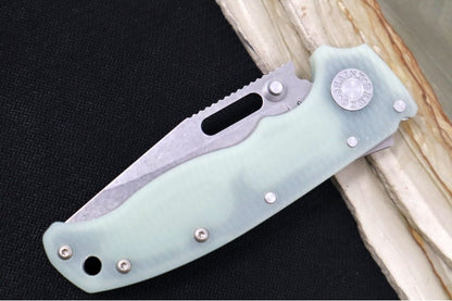 Demko Knives AD 20.5 - Textured Natural G-10 Handle / Stonewashed Clip Point Blade / CPM-S35VN Steel