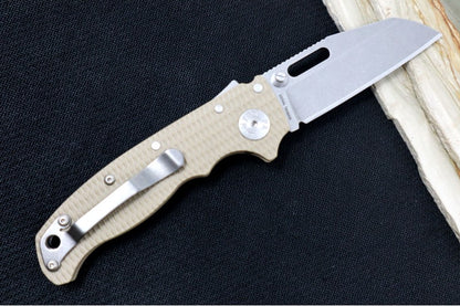 Demko Knives AD 20.5 - Textured Coyote Tan G-10 Handle / Stonewashed Sharkfoot Blade / CPM-S35VN Steel