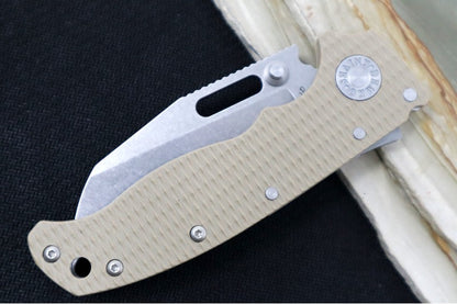 Demko Knives AD 20.5 - Textured Coyote Tan G-10 Handle / Stonewashed Sharkfoot Blade / CPM-S35VN Steel