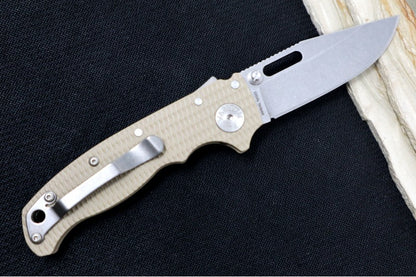 Demko Knives AD 20.5 - Textured Coyote Tan G-10 Handle / Stonewashed Clip Point Blade / CPM-S35VN Steel