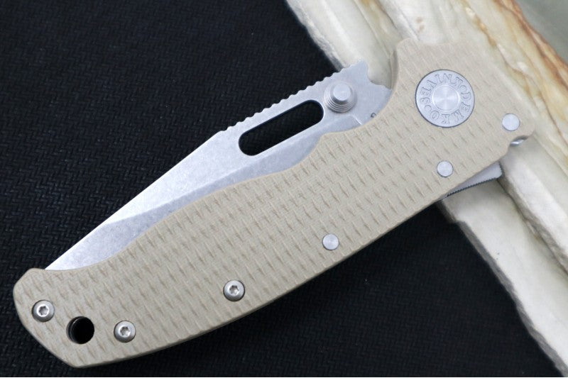 Demko Knives AD 20.5 - Textured Coyote Tan G-10 Handle / Stonewashed Clip Point Blade / CPM-S35VN Steel