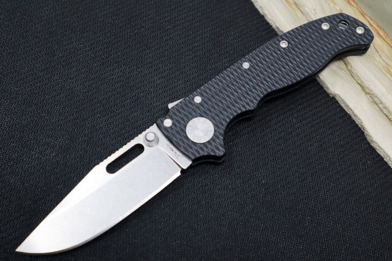 Demko Knives AD 20.5 - Textured Black G-10 Handle / Stonewashed Clip Point Blade / CPM-S35VN Steel