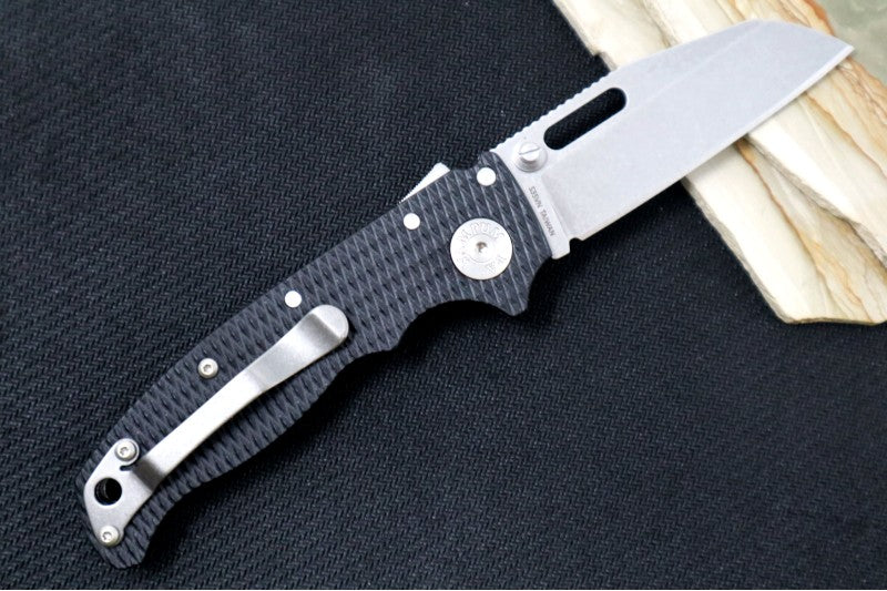 Demko Knives AD 20.5 - Textured Black G-10 Handle / Stonewashed Sharksfoot Blade / CPM-S35VN Steel