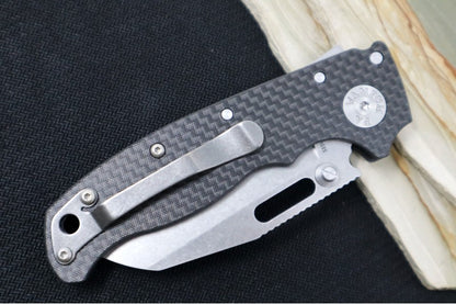 Demko Knives AD 20.5 - Black Carbon Fiber Handle / Stonewashed Sharksfoot Blade / CPM-S35VN Steel