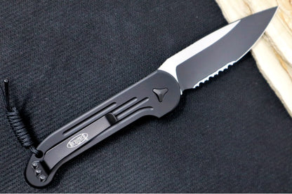Microtech L.U.D.T Tactical - Black Aluminum Handle / Black Partial Serrated Edge - Automatic Knife