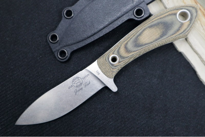 White River Knives Sendero Pack - Black & Olive Drab Linen Micarta Handle