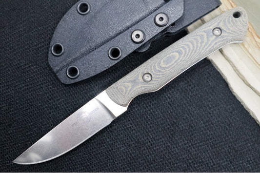 White River Knives Small Game - Black & Olive Drab Linen Micarta handle