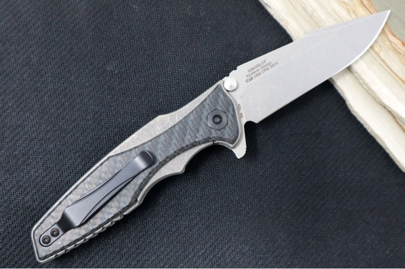 Zero Tolerance 0393GLFC Hinderer Design KVT Flipper - Glow in the Dark Carbon Fiber