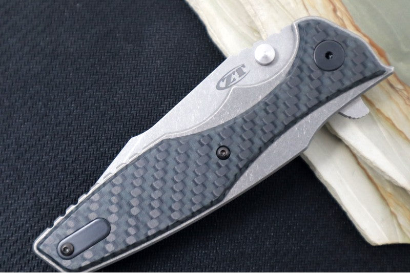 Zero Tolerance 0393GLFC Hinderer Design KVT Flipper - Glow in the Dark Carbon Fiber