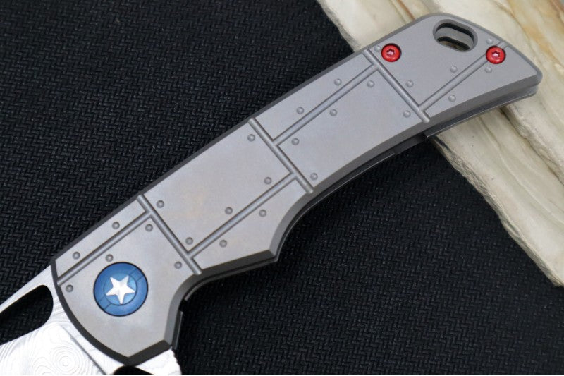 Boker Plus P-51 Damascus - Full Titanium Handle Scales / Chad Nichols P-51 Damascus 01BO910DAM