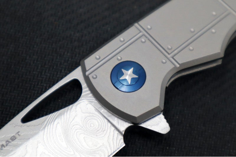 Boker Plus P-51 Damascus - Full Titanium Handle Scales / Chad Nichols P-51 Damascus 01BO910DAM