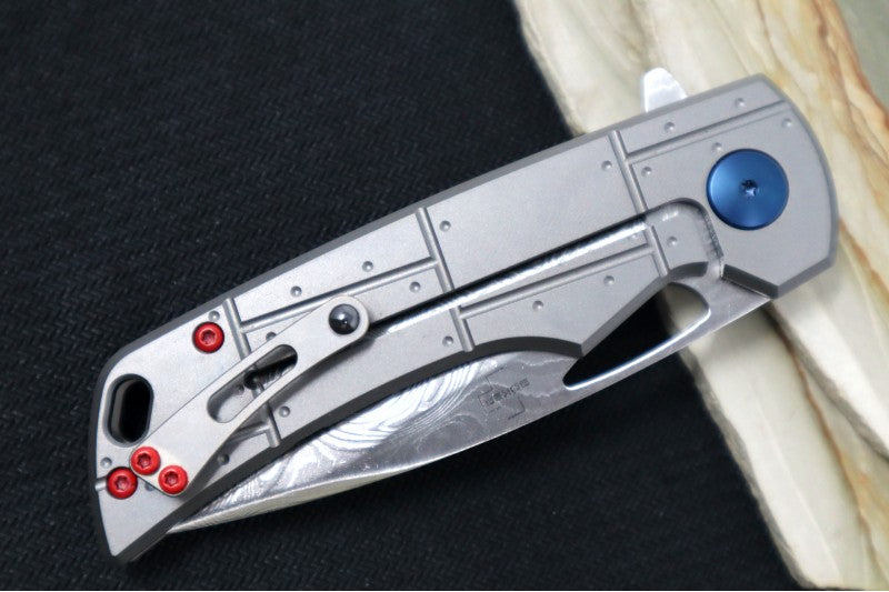 Boker Plus P-51 Damascus - Full Titanium Handle Scales / Chad Nichols P-51 Damascus 01BO910DAM