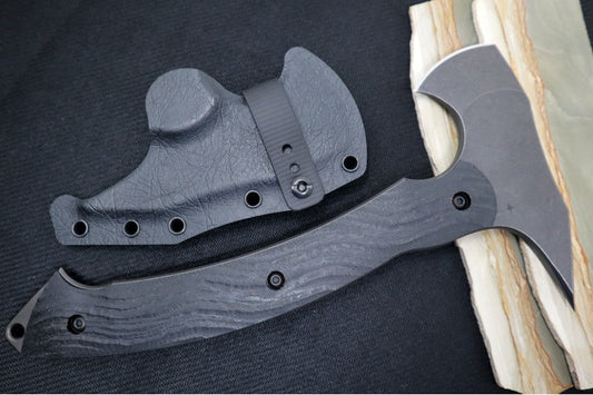 Toor Knives Tomahawk Carbon - Black Oxide Finished Blade / D2 Steel / Black G-10 Handle / Kydex Sheath
