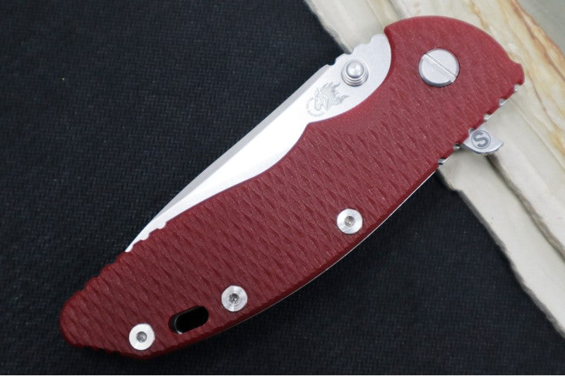 Rick Hinderer Knives Skinny XM-18 - 3.5" Slicer Blade / Stonewash Finish / Red G-10 Handle