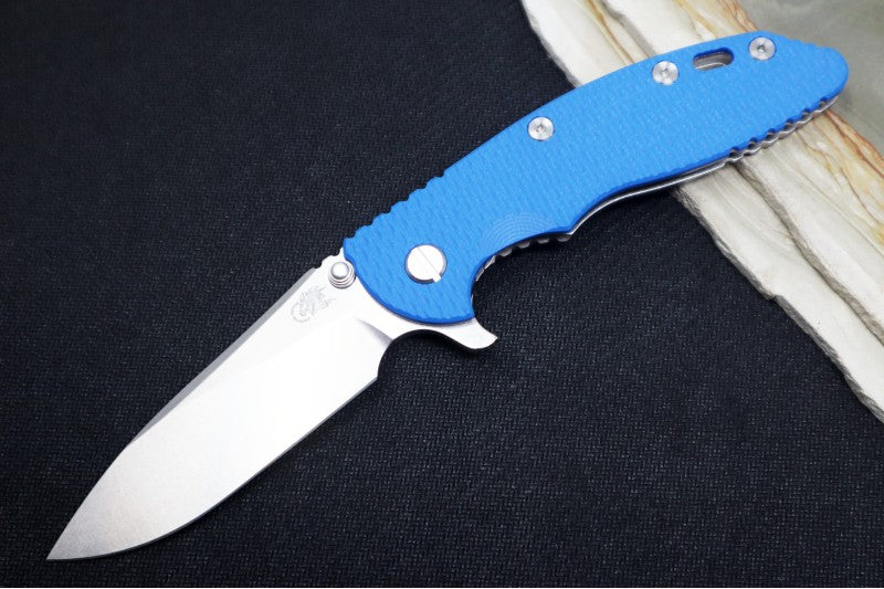 Rick Hinderer Knives Skinny XM-18 - 3.5" Slicer Blade / Stonewash Finish / Blue G-10 Handle