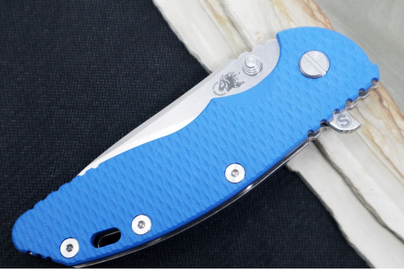 Rick Hinderer Knives Skinny XM-18 - 3.5" Slicer Blade / Stonewash Finish / Blue G-10 Handle