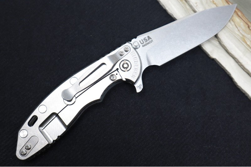 Rick Hinderer Knives Skinny XM-18 - 3.5" Slicer Blade / Stonewash Finish / Translucent G-10 Handle