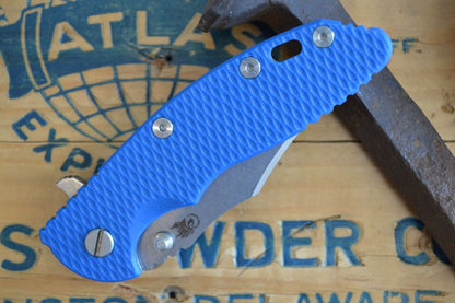 Rick Hinderer Knives XM-18 - 3.5" Stonewashed Bowie Style Blade - Blue G10 - Northwest Knives