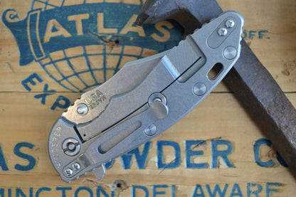 Rick Hinderer Knives XM-18 - 3.5" Stonewashed Bowie Style Blade - Blue G10 - Northwest Knives