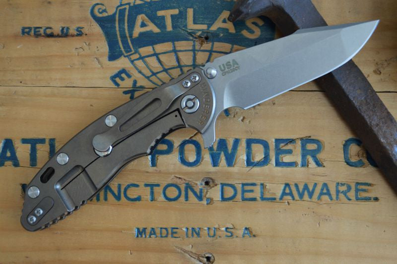 Rick Hinderer Knives XM-18 - 3.5" Stonewashed Spanto Blade - Bronze Anodized Handle - Northwest Knives