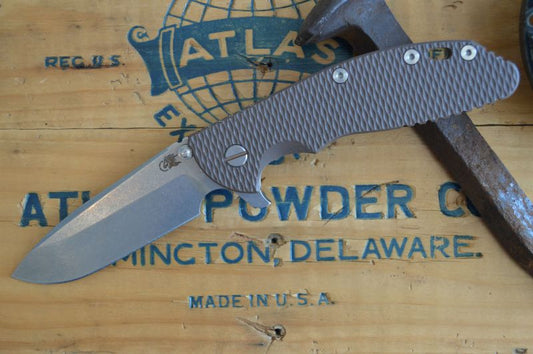 Rick Hinderer Knives XM-24 - 4" Spearpoint Blade - Stonewash Finish (FDE) - Northwest Knives