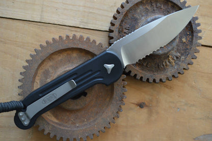 Microtech L.U.D.T - Black Handle / Satin Partial Serrated Edge - Automatic Knife - Northwest Knives