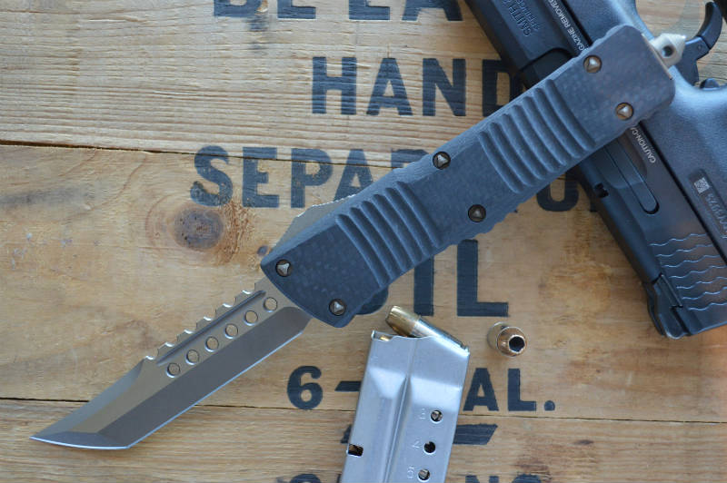 Microtech Combat Troodon OTF - Hellhound / Bronze Blade / CF Top- 219-13CF - Northwest Knives