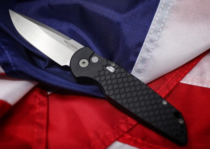 Pro Tech Tactical Response 3 Auto - Black Handle / Fish Scales / Stonewash Blade TR-3X1SW