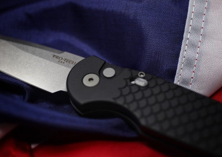 Pro Tech Tactical Response 3 Auto - Black Handle / Fish Scales / Stonewash Maganacut Blade TR-3-MC1
