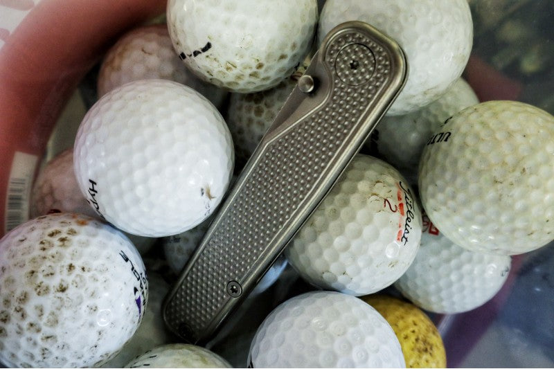 Tactile Turn Rockwall Thumbstud - Textured Titanium Handle / Magnacut Steel / Drop Point Blade