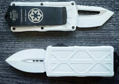 Microtech Exocet OTF Stormtrooper - White Cerakote Finish / Dagger Blade /  White Cerakote Handle - 157-1ST