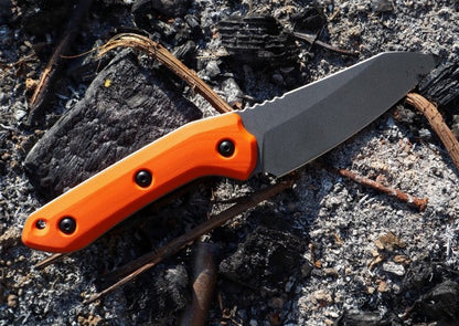Schwarz Designs Overland - Orange G-10 Handle / Magnacut Blade / Stonewash Finish / Black Kydex Sheath