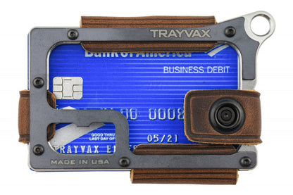 Trayvax Contour Wallet - Raw Stainless Steel Frame / Mississippi Mud Leather CON-005