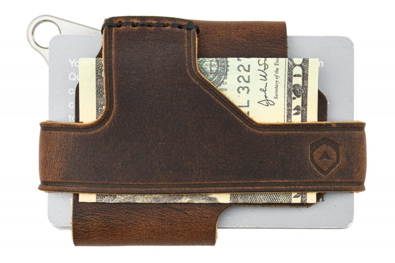 Trayvax Contour Wallet - Raw Stainless Steel Frame / Mississippi Mud Leather CON-005