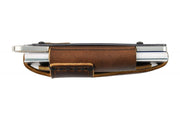 Trayvax Contour Wallet - Raw Stainless Steel Frame / Mississippi Mud Leather CON-005 - Northwest Knives