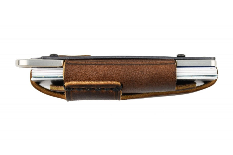 Trayvax Contour Wallet - Raw Stainless Steel Frame / Mississippi Mud Leather CON-005