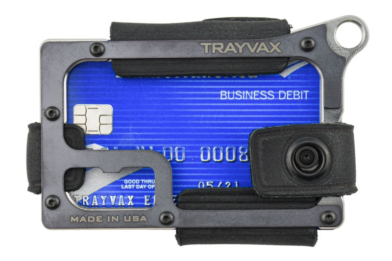 Trayvax Contour Wallet - Raw Stainless Steel Frame / Stealth Black Leather CON-003 - Northwest Knives