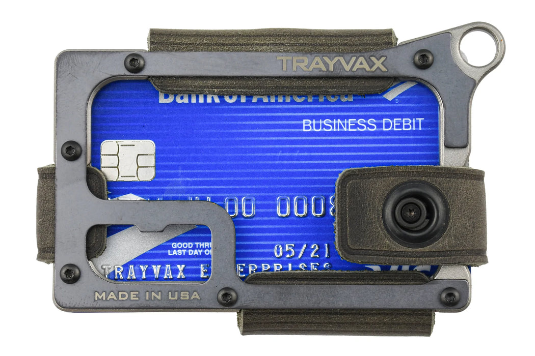 Trayvax Contour Wallet - Titanium Frame / Stealth Grey Leather CON-017