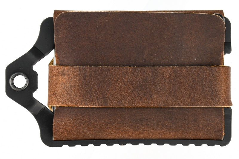 Trayvax Element Wallet - Black Stainless Steel Frame / Mississippi Mud Leather ESC-002