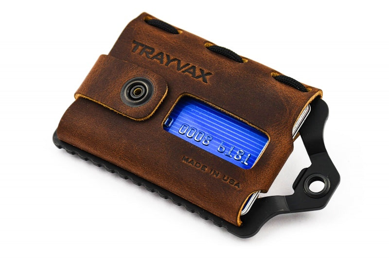 Trayvax Element Wallet - Black Stainless Steel Frame / Mississippi Mud Leather ESC-002