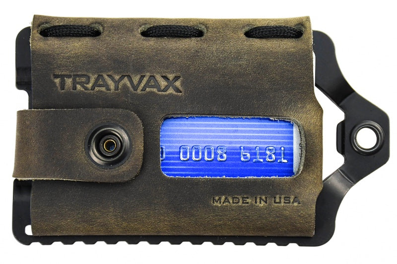 Trayvax Element Wallet - Black Stainless Steel Frame / Steel Grey Leather ESC-006