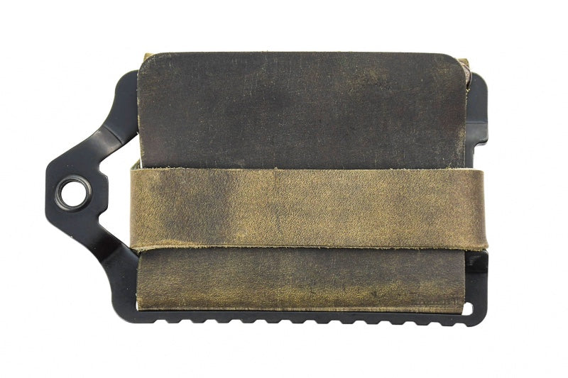 Trayvax Element Wallet - Black Stainless Steel Frame / Steel Grey Leather ESC-006