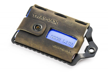 Trayvax Element Wallet - Black Stainless Steel Frame / Steel Grey Leather ESC-006