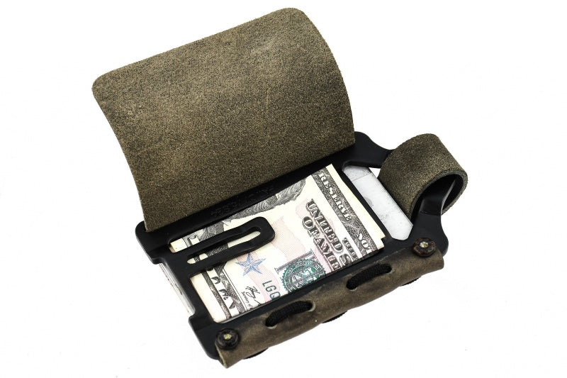 Trayvax Element Wallet - Black Stainless Steel Frame / Steel Grey Leather ESC-006