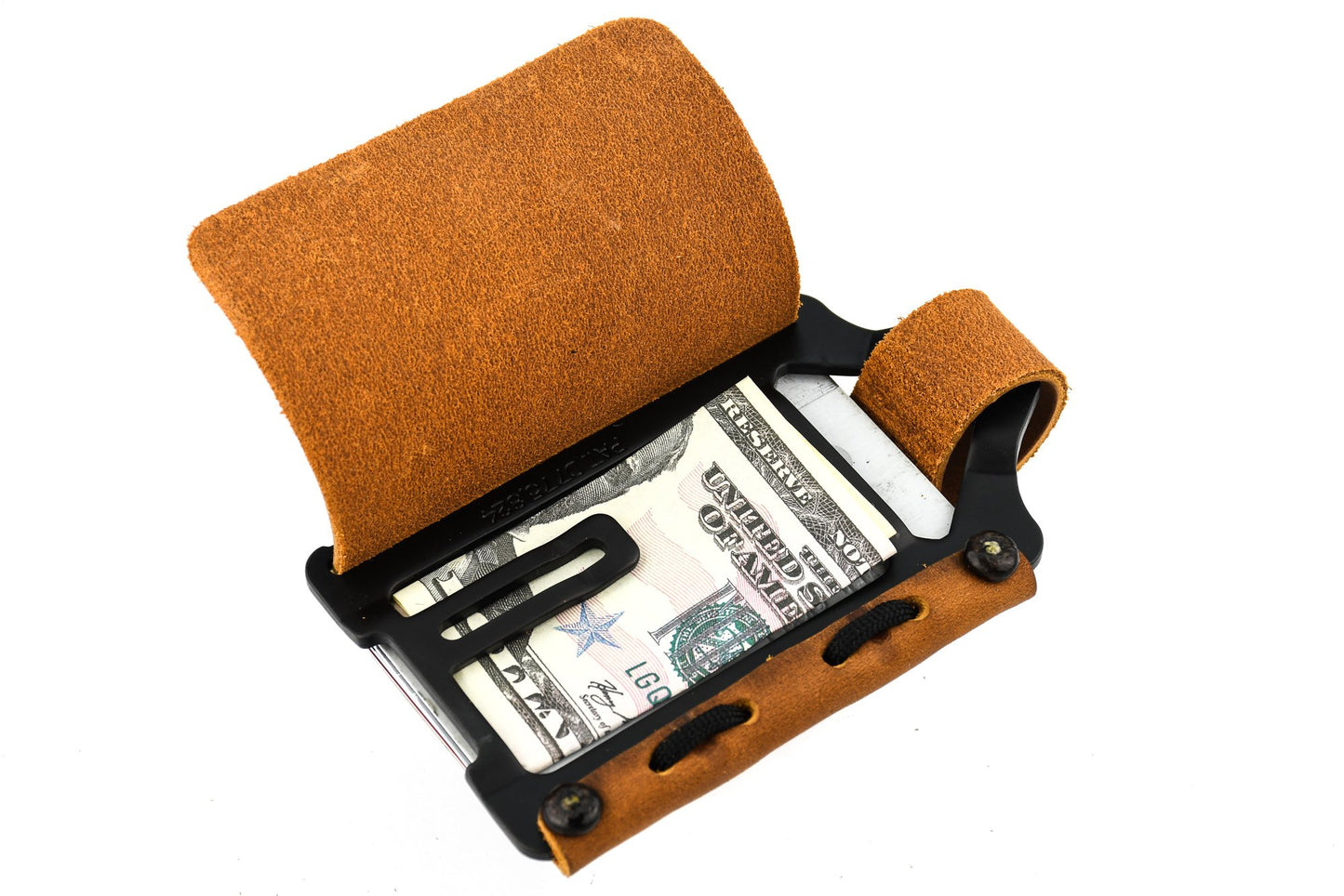 Trayvax Element Wallet - Black Stainless Steel Frame / Tobacco Brown Leather ESC-001